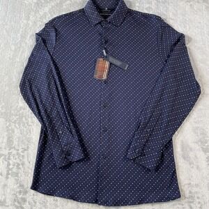Hart Schaffner Marx Shirt Mens Size‎ Small Blue Geometric Soft Casual Preppy